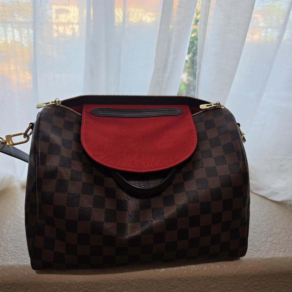 Louis Vuitton Brown Damier Ebene Satchel with Dark Brown Trim and Gold Hardware - Picture 8 of 13